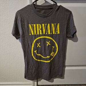 Nirvana Smiley Face Graphic T Shirt Band Tee Grunge Rock Music